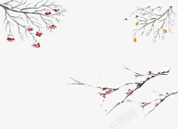 冬天白雪树枝冬天装饰素材