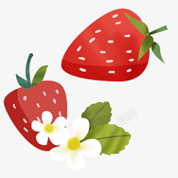草莓手绘插画素材素材