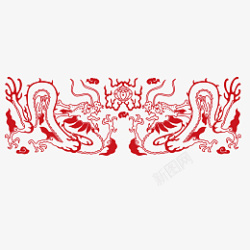 红色中国风双龙戏珠素材