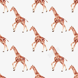 动物小清新手绘水彩长颈鹿素材