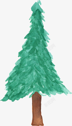 手绘精美高清水彩圣诞树插画素材素材