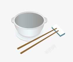 手绘扁平餐具筷子素材