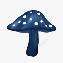 蓝色蘑菇免抠素材手绘蘑菇绝美素材