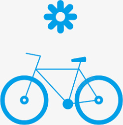 蓝色的自行车和花素材