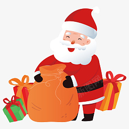 红色喜庆圣诞节礼物png免抠素材_88icon https://88icon.com 圣诞老人 圣诞节 圣诞 红色 节日 袋子