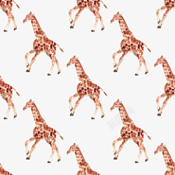 动物循环手绘水彩长颈鹿素材