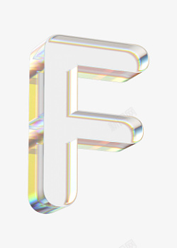 立体水晶透明金边字母F素材
