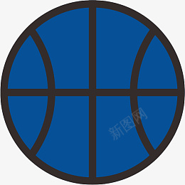 篮球上篮蓝色平面篮球图标