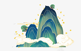 国潮风手绘山体祥云png免抠素材_88icon https://88icon.com 国潮风 手绘 山体 祥云