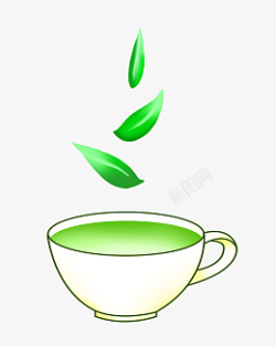 手绘茶叶绿茶插画素材