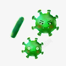 绿色卡通微生物细菌病毒png免抠素材_88icon https://88icon.com 微生物 细菌 病毒 绿色病毒 防护