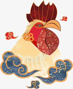 手绘中国元素鸡素材