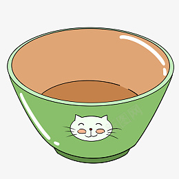 手绘绿色猫咪饭碗png免抠素材_88icon https://88icon.com 儿童餐具 儿童饭碗 猫咪印花 绿色的碗 卡通碗 双色碗 手绘 插画