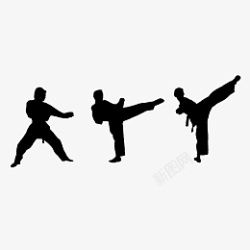跆拳道班训练器材跆拳道班女生训练剪影高清图片
