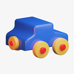 木质模型C4D立体3D模型卡通汽车图标