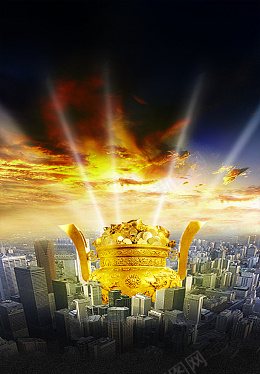 城市中的聚宝盆海报素材psd免抠素材_88icon https://88icon.com 新年图片 聚宝盆 金币元宝 城市 乌云 彩云 城市背景