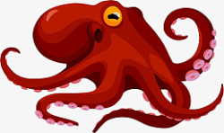 红色章鱼卡通海洋动物图片素材