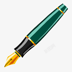 学习用品插图绿色文具钢笔插图高清图片
