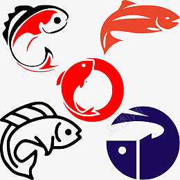 餐饮logo卡通图标鱼圆形免扣图标