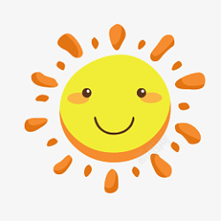 太阳脸手绘暖暖黄色可爱的太阳笑脸素材