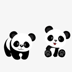 两只可爱的卡通熊猫素材
