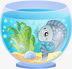 蓝鱼蓝色鱼和鱼缸高清图片