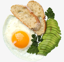 健康的鸡蛋加牛油果和面包的早餐素材