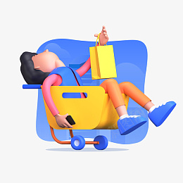 C4D男孩购物车购物袋png免抠素材_88icon https://88icon.com C4D 男孩 购物车 3D