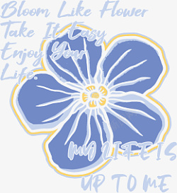 蓝色小清新春天花朵手绘图素材