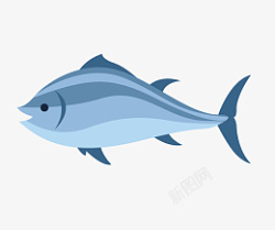 蓝色的海鲜小鱼插画素材
