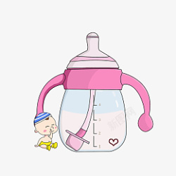 粉色小奶嘴卡通粉红色婴儿奶瓶高清图片