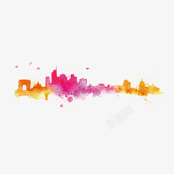 城市彩色剪影免抠下载匀素材