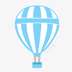 卡通蓝色热气球漂浮插画素材