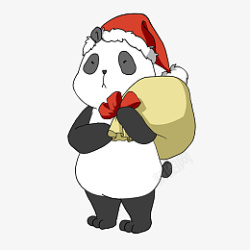 圣诞节送礼物的熊猫素材
