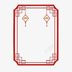 红窗户古典中国风新年红色边框png免费下载高清图片