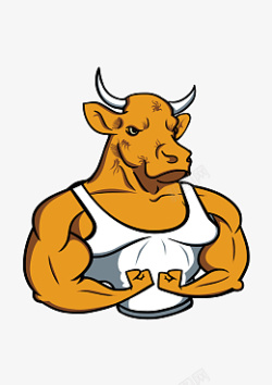肌肉块牛人健身拟人牛肌肉高清图片