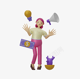 C4D粉色头发女孩png免抠素材_88icon https://88icon.com C4D 粉色头发 女孩 喇叭