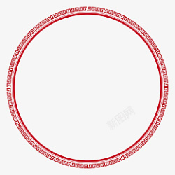 中国风深红色回纹圆框素材