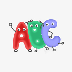 纯色拟人ABC字母PNG素材
