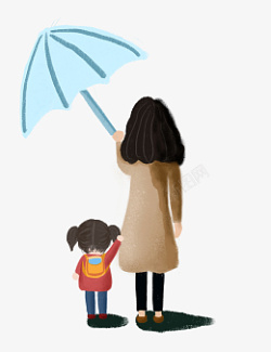 母亲节雨中的妈妈和孩子素材
