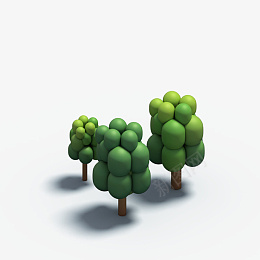 C4D树木三棵矮树png免抠素材_88icon https://88icon.com C4D 树木 植物 3D 立体模型