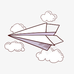 简约线条纸飞机和云朵卡通PNG免抠素材素材