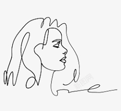女性鼻子卡通手绘长发线女人插画高清图片