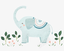 卡通动物大象插画png免抠素材_88icon https://88icon.com 卡通 动物 大象 插画