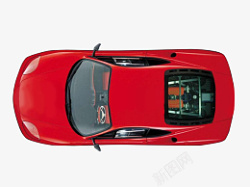 一辆红色小轿车俯视图素材