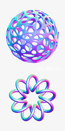 彩色球形渐变酸性风设计海报素材