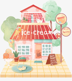夏天冰淇淋甜品店蛋糕店素材