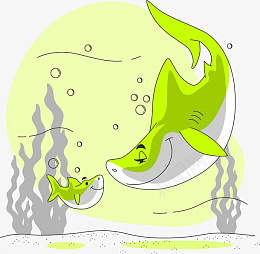 鲸鱼扁平化动物素材png免抠素材_88icon https://88icon.com 动物 手绘 卡通 扁平化 鲸鱼 水草 水底 海底