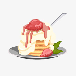 一份草莓冰淇淋蛋糕免扣图素材