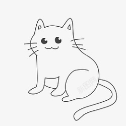 黑白线条猫咪免抠素材素材
